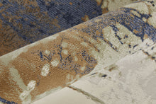 10' X 13' Blue Orange And Ivory Abstract Power Loom Area Rug