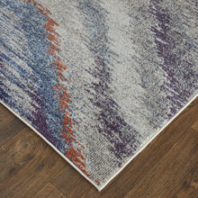 3' X 5' Blue Gray And Orange Abstract Power Loom Stain Resistant Area Rug