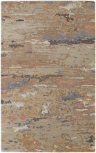 4' X 6' Tan And Blue Wool Abstract Tufted Handmade Stain Resistant Area Rug