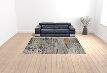 4' X 6' Tan And Blue Wool Abstract Tufted Handmade Stain Resistant Area Rug
