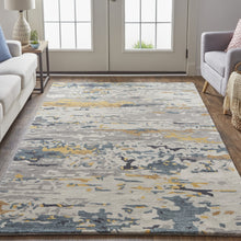 4' X 6' Tan And Blue Wool Abstract Tufted Handmade Stain Resistant Area Rug