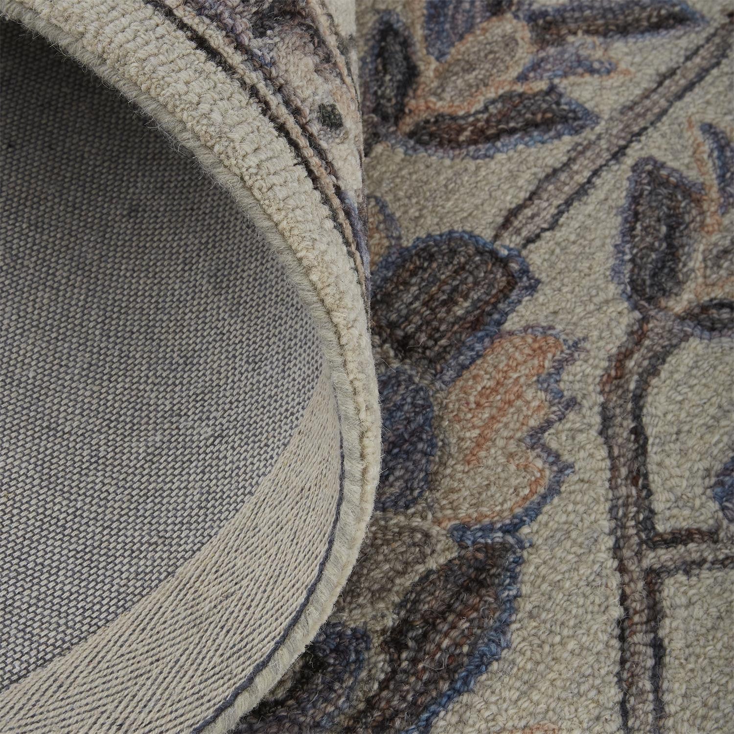 4' X 6' Gray And Gold Wool Floral Tufted Handmade Stain Resistant Area Rug