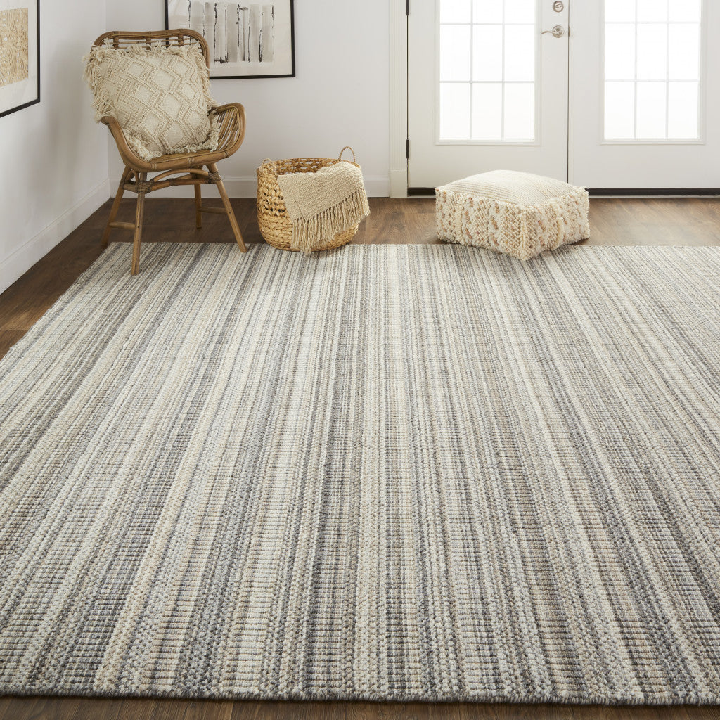 4' X 6' Ivory Wool Hand Woven Stain Resistant Area Rug