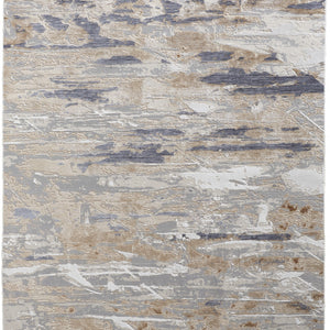 Tan Orange And Ivory Abstract Power Loom Distressed Area Rug - 4' x 6'