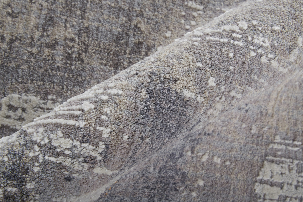 4' X 6' Taupe Tan And Blue Abstract Power Loom Distressed Stain Resistant Area Rug