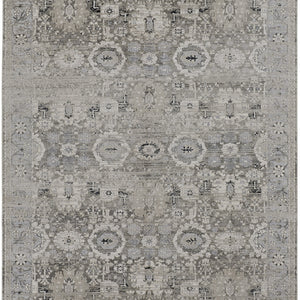 4' X 6' Gray And Silver Abstract Power Loom Distressed Area Rug