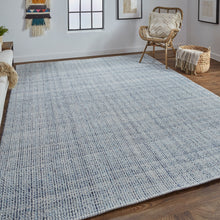 Gray Ivory And Blue Hand Woven Area Rug - 5' x 8'