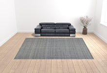 Gray Ivory And Blue Hand Woven Area Rug - 5' x 8'