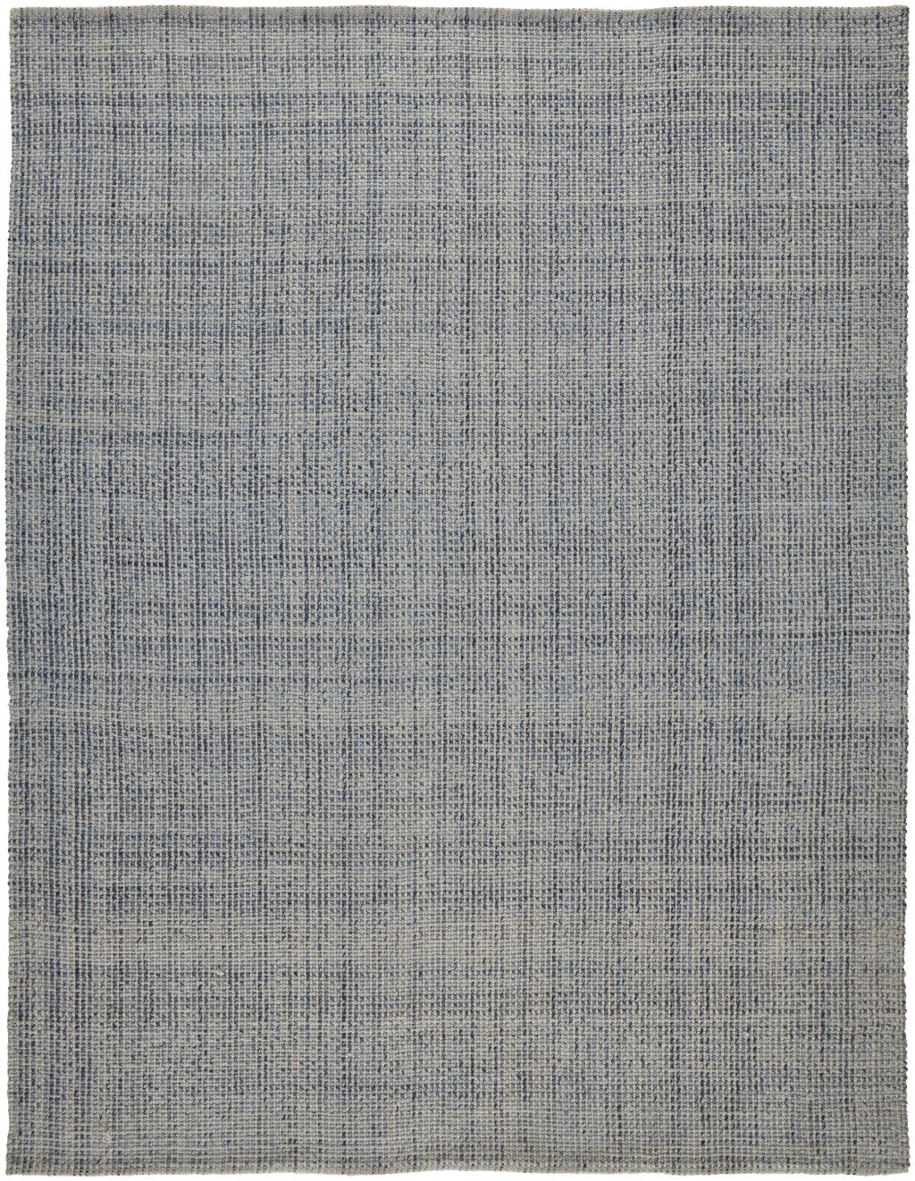 Gray Ivory And Blue Hand Woven Area Rug - 5' x 8'