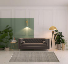 Gray Ivory And Blue Hand Woven Area Rug - 5' x 8'