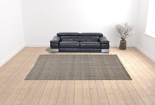 Gray Ivory And Blue Hand Woven Area Rug - 5' x 8'