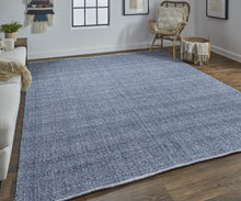 Gray Ivory And Blue Hand Woven Area Rug - 5' x 8'