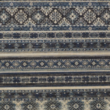 4' X 6' Blue Tan And Black Geometric Power Loom Distressed Stain Resistant Area Rug