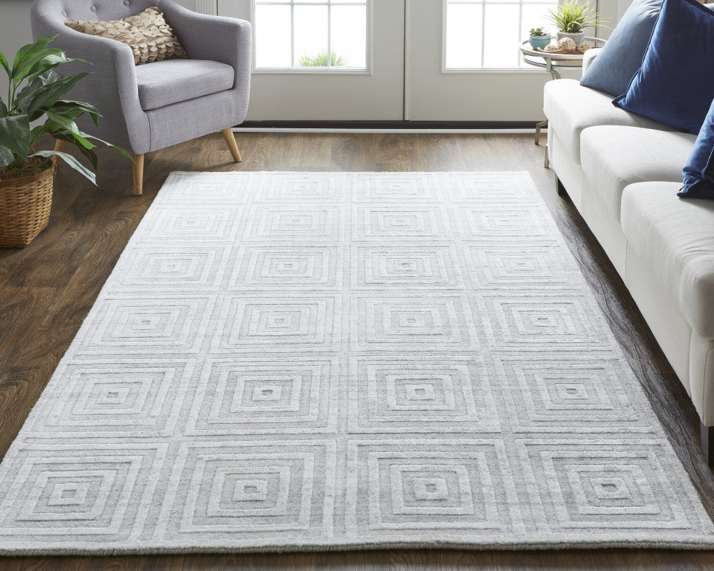 4' X 6' Gray And Silver Striped Hand Woven Area Rug