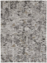 4' X 6' Ivory Gray And Brown Abstract Power Loom Distressed Stain Resistant Area Rug