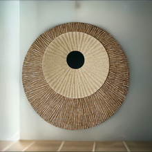 1 X 26 X 26 Brown Round Double Layer Ribbed  Wall Plaque