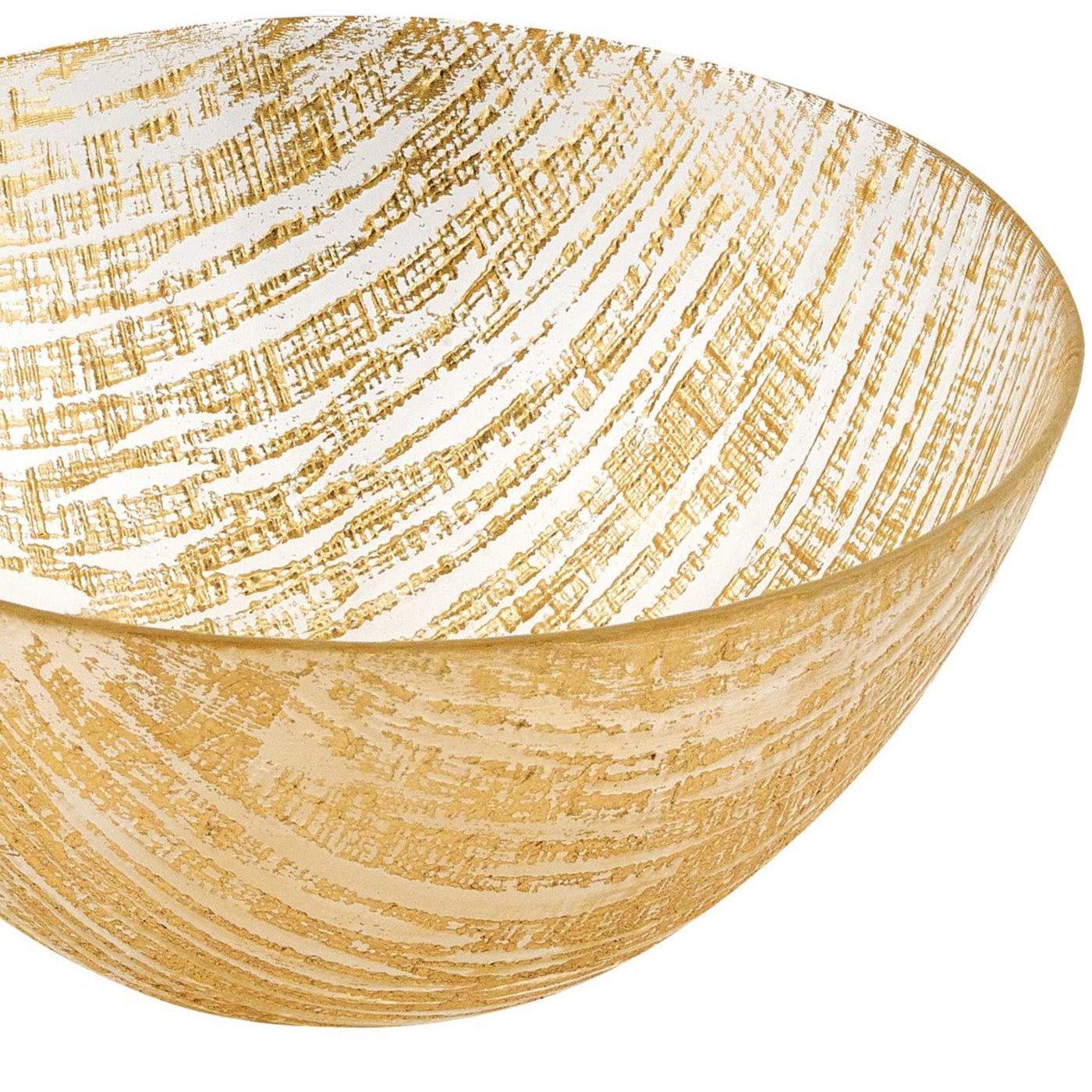 Hand Crafted Glass Gold Accent Salad or Serving Bowl 11"