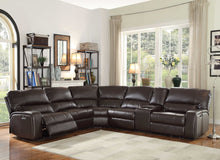 Espresso Leather-Air Upholstery Metal Reclining Mechanism Sectional Sofa (Power Motion-USB Dock) - 138