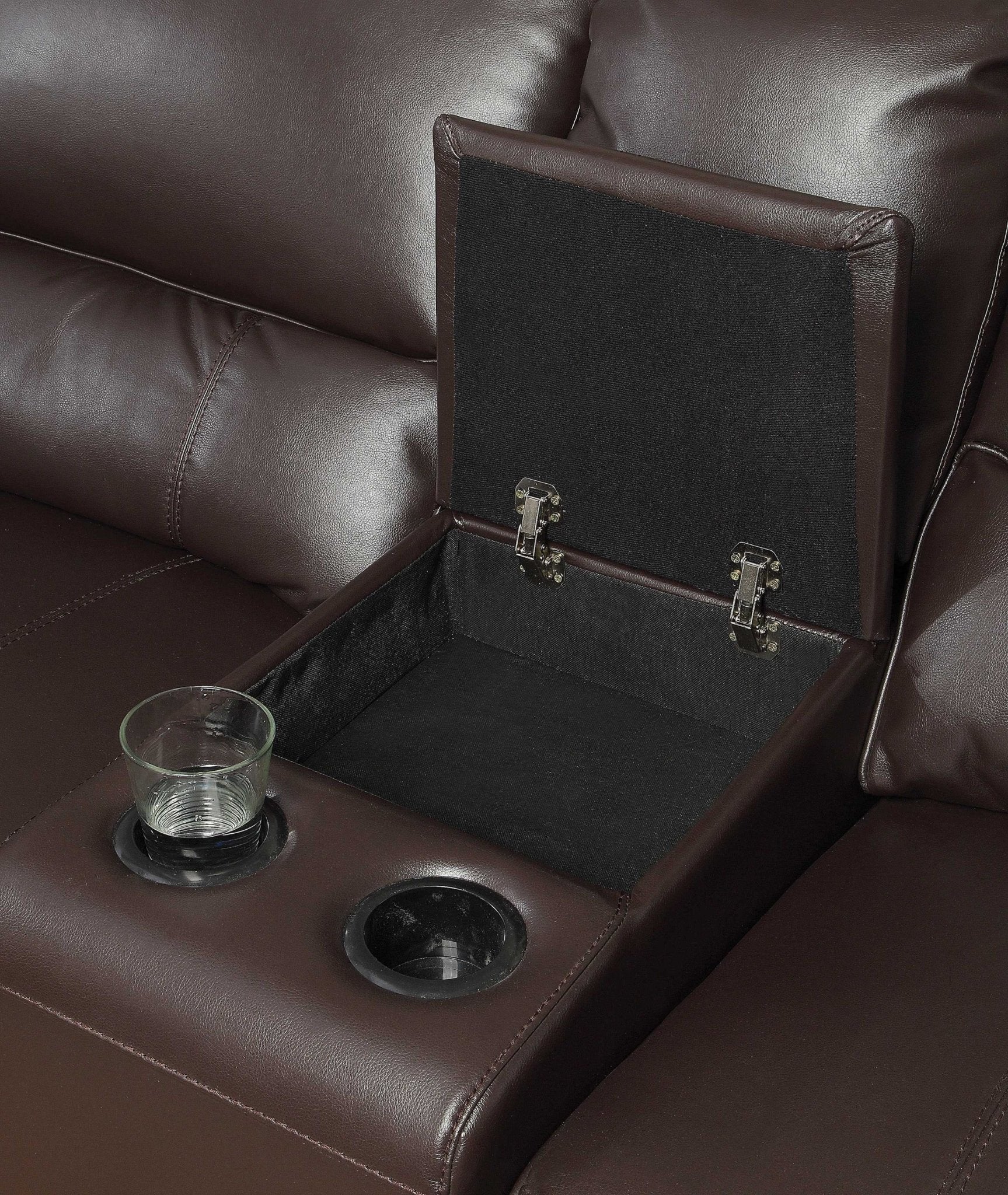 Espresso Leather-Air Upholstery Metal Reclining Mechanism Sectional Sofa (Power Motion-USB Dock) - 138" X 127" X 41"