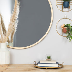 Gold Round Mirrored Decorative Tray 14"