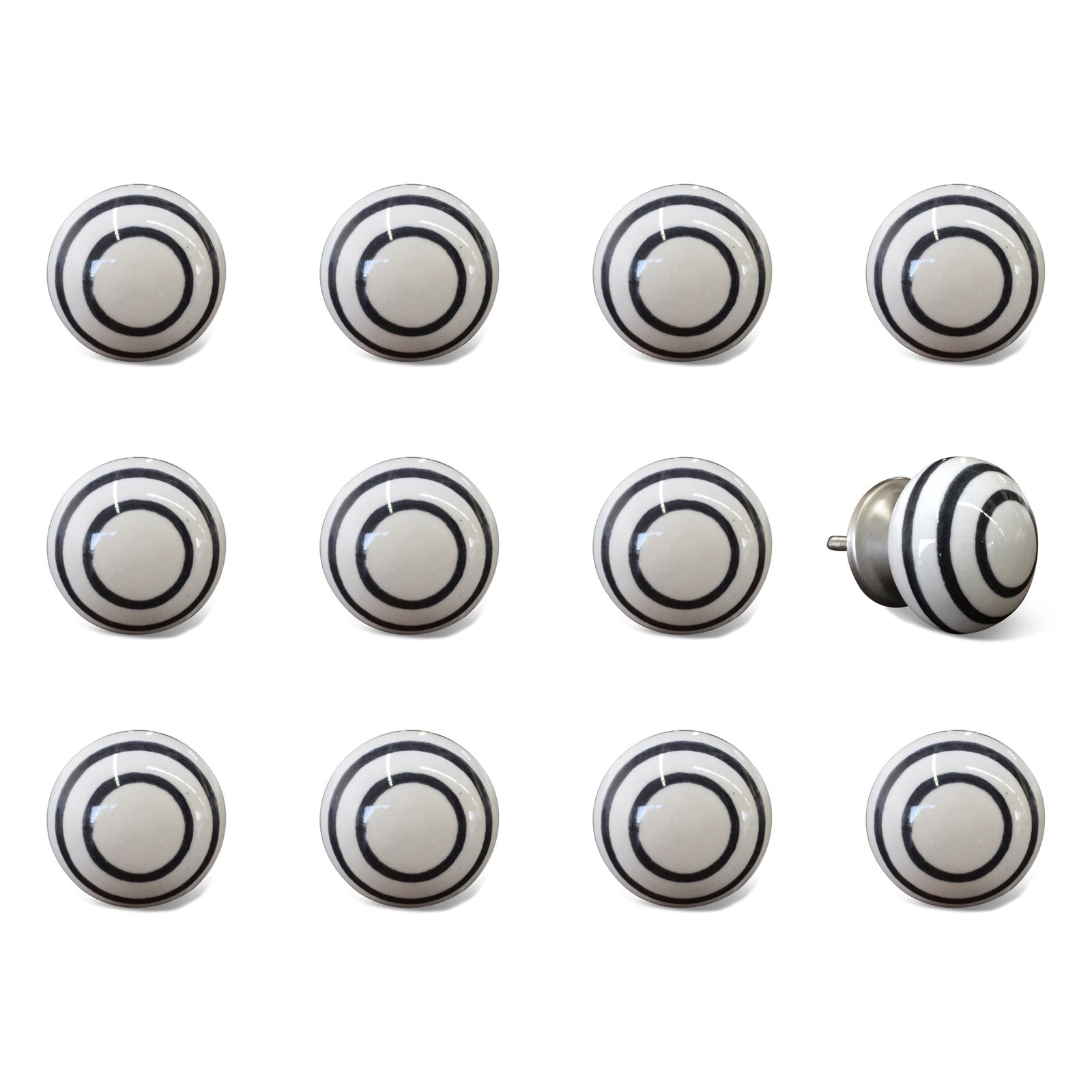 Ceramic Metal Multicolor 12 Pack Knob 1.5" x 1.5" x 1.5"