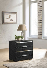 Black Wood Veneer Nightstand - 15