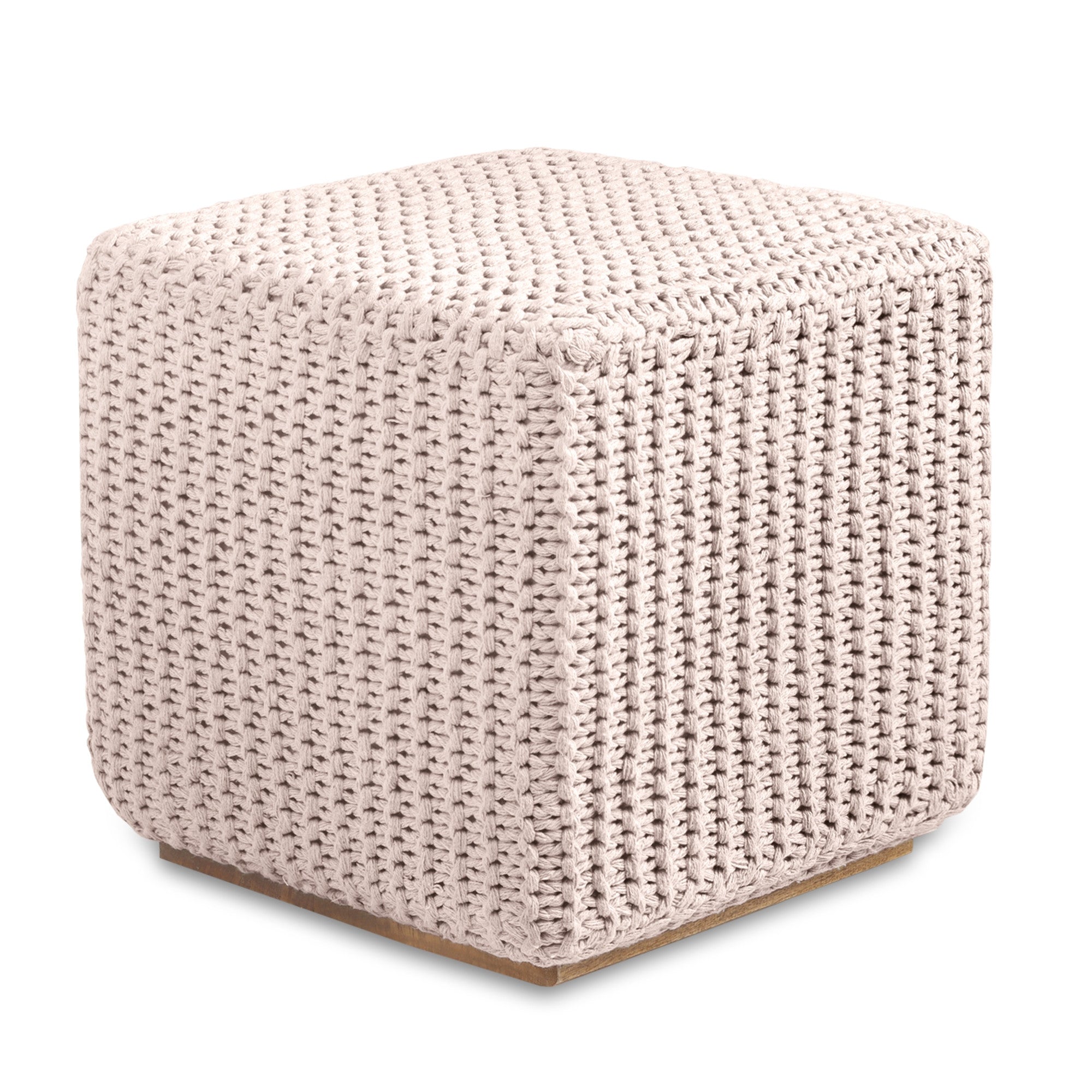 16" Ivory Cotton Blend Pouf Cube Ottoman