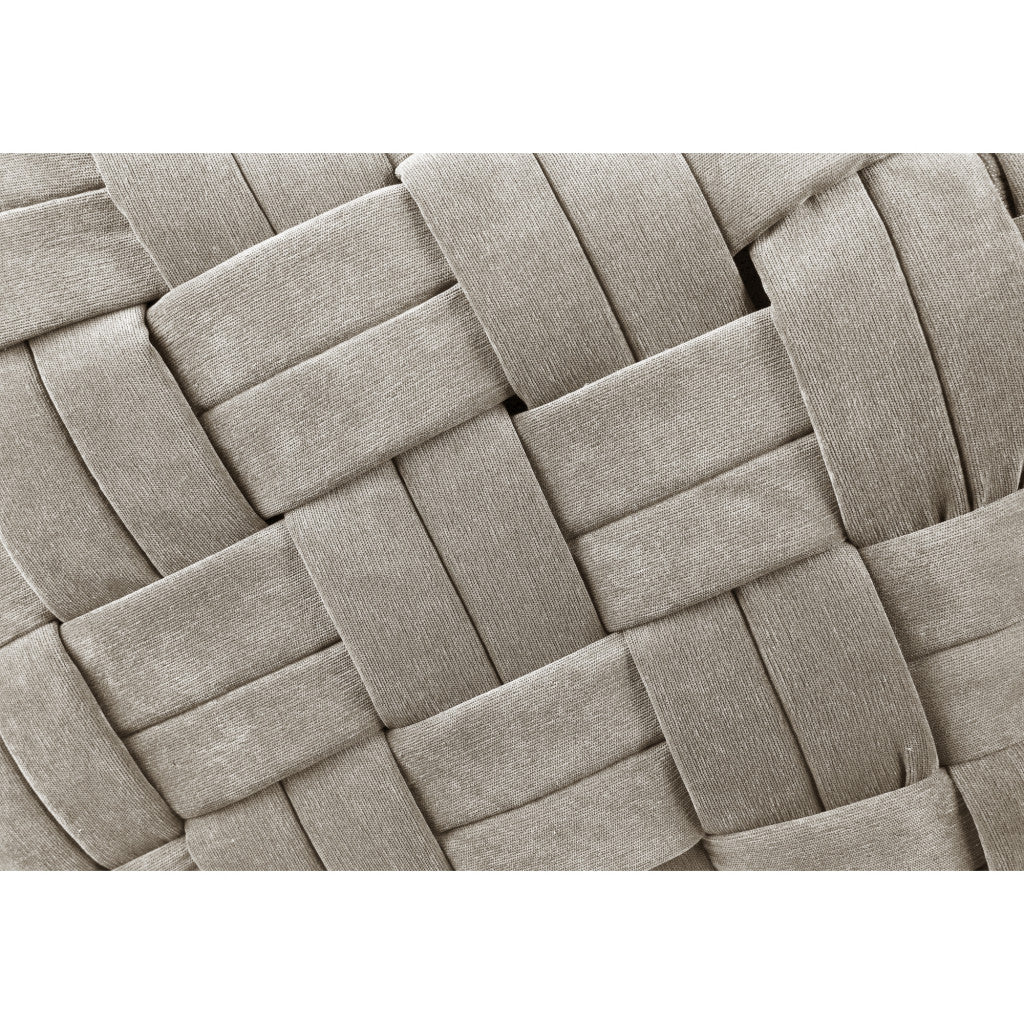 17" Cream White Velvet And Black Cube Ottoman