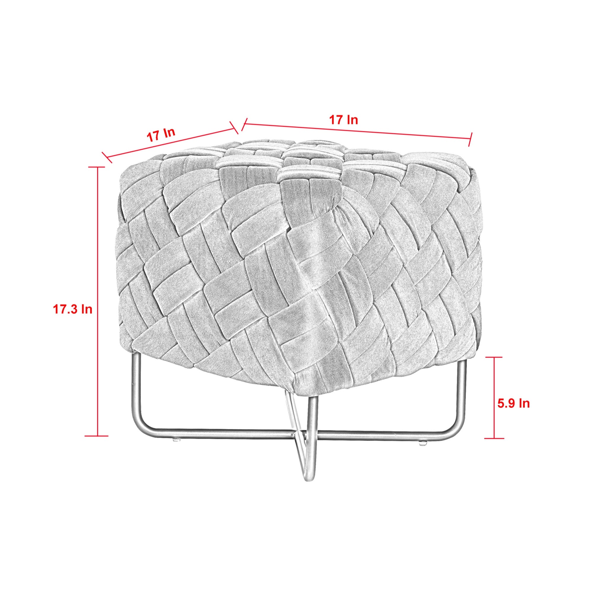 17" Navy Velvet And Black Cube Ottoman