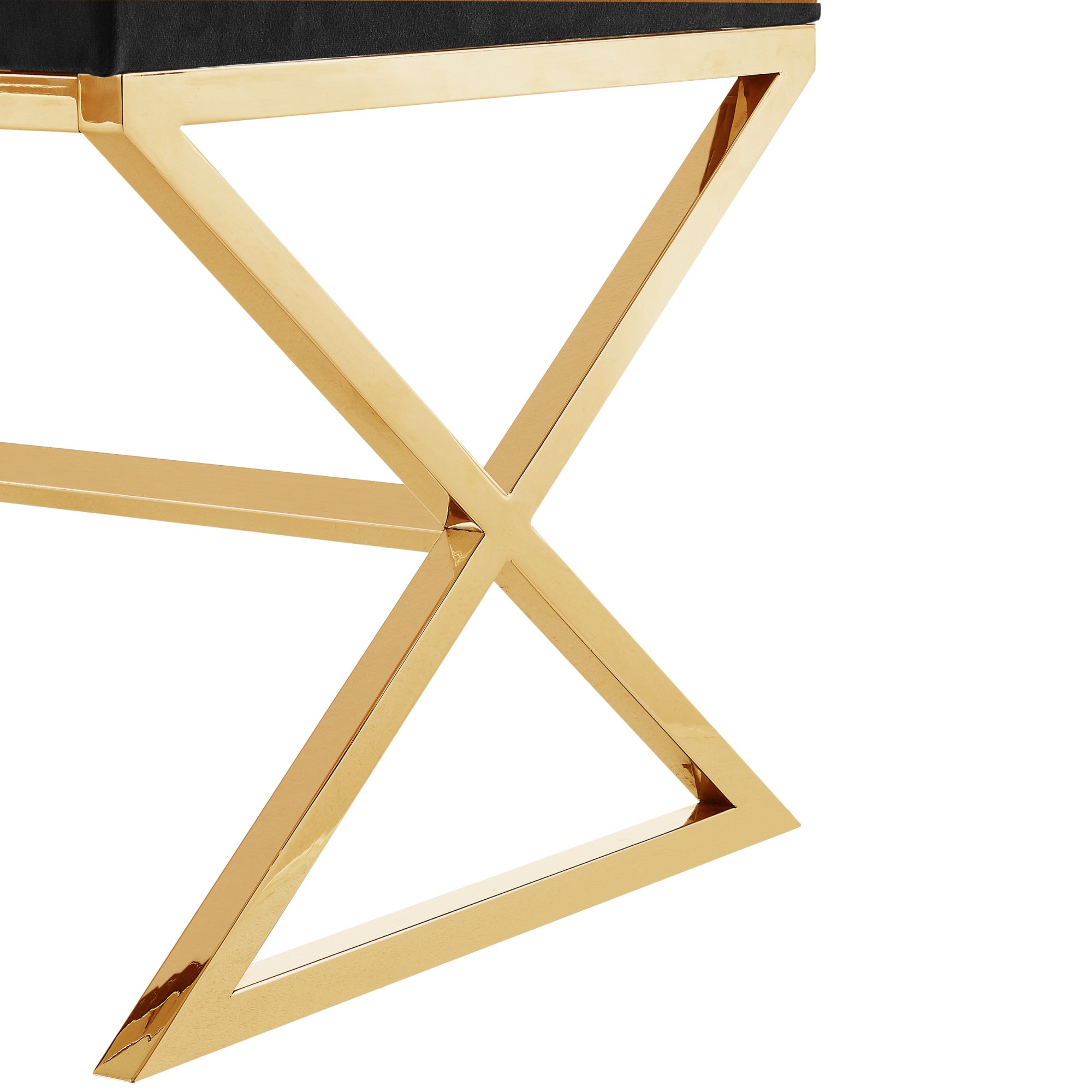 18" Black Velvet With Gold Ottoman