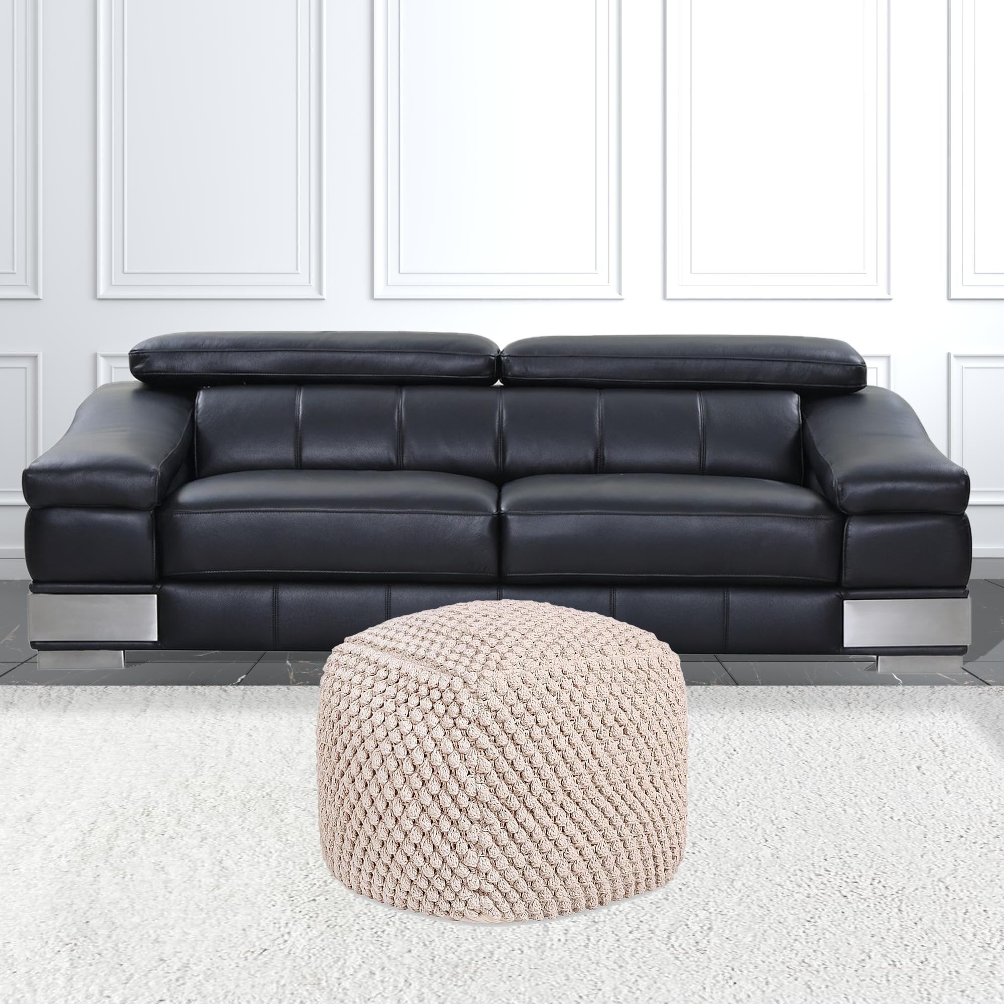 18" Ivory Cotton Blend Cube Ottoman