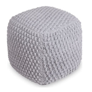 18" Light Grey Cotton Blend Cube Pouf Ottoman