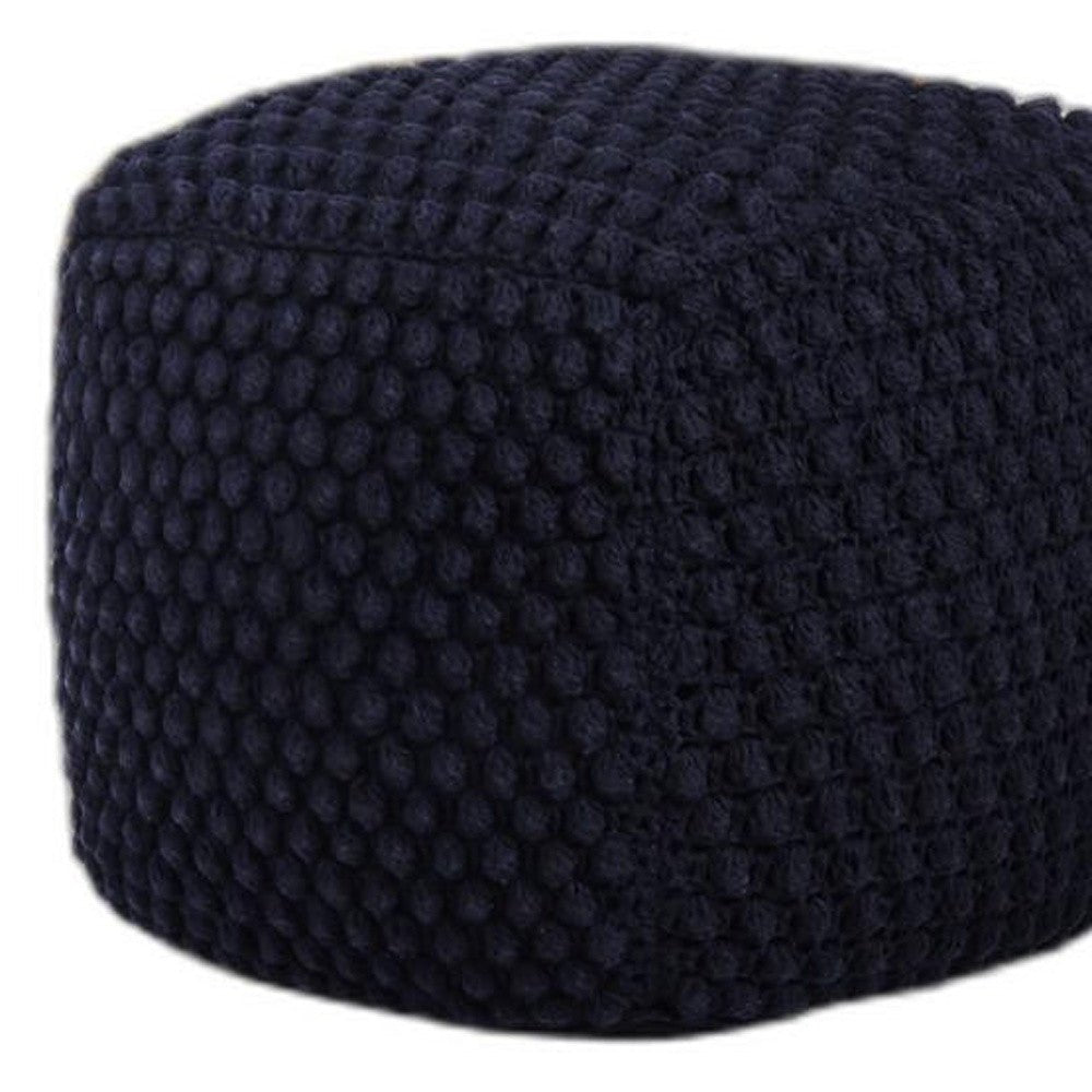 18" Navy Cotton Blend Cube Pouf Ottoman