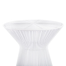 White Cinched Iron Round Top End Table 18