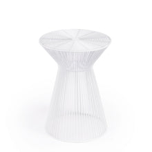 White Cinched Iron Round Top End Table 18