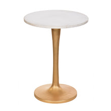 Gold And White Marble Round End Table 19