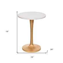 Gold And White Marble Round End Table 19