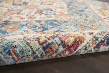 Ivory and Light Blue Distressed Scatter Rug - 2’ x 3’