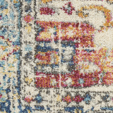 Ivory and Light Blue Distressed Scatter Rug - 2’ x 3’