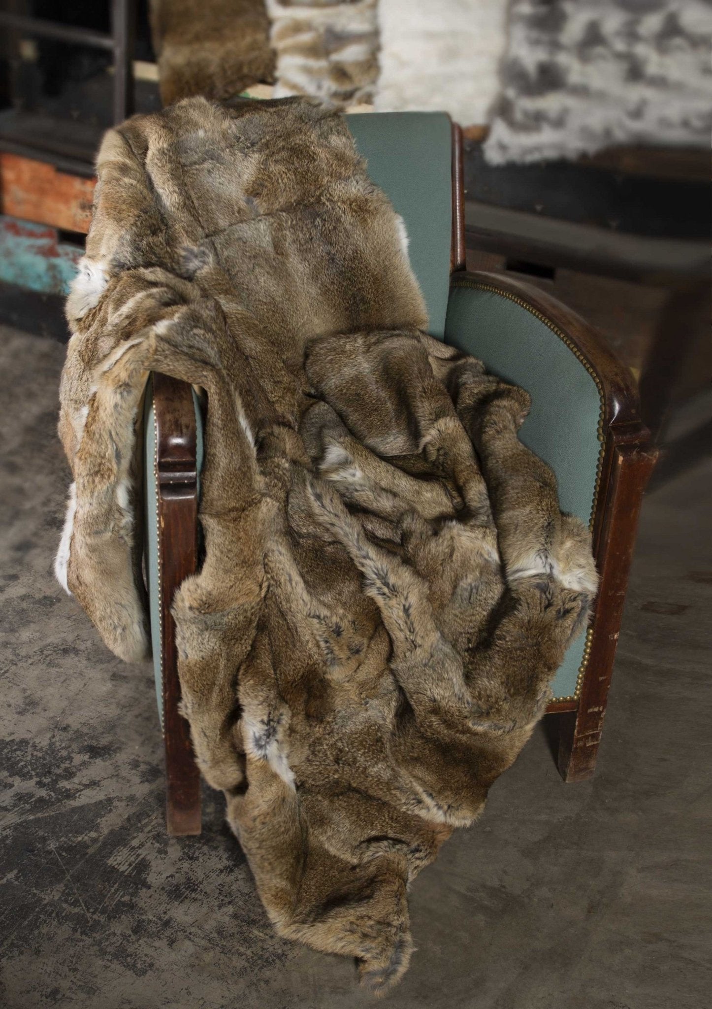 100% Natural Rabbit Fur Hazelnut Throw Blanket - 2" x 50" x 60"
