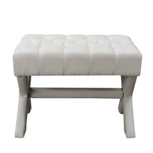 Cream White 100% Linen Tufted Ottoman 20