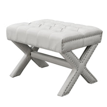 Cream White 100% Linen Tufted Ottoman 20