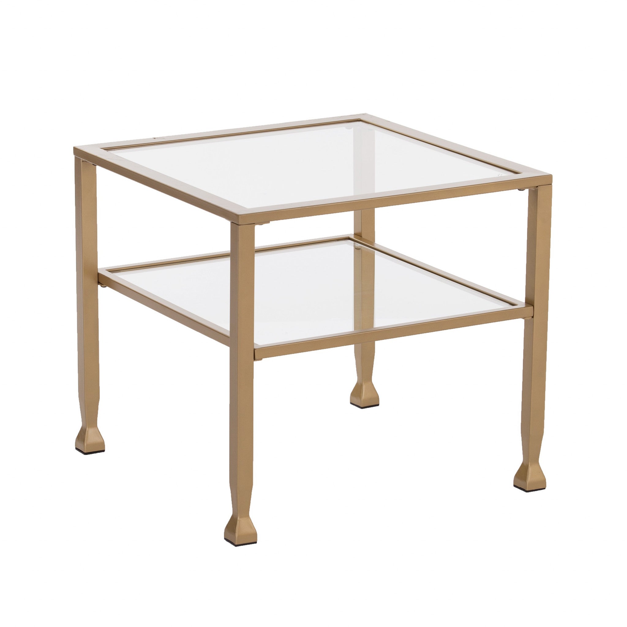 Gold Glass And Metal Square Coffee Table 21"