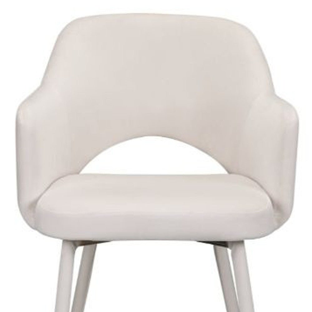 22" Cream Velvet And Gold Solid Color Parsons Chair