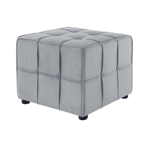 22" Light Grey Velvet And Black Cube Ottoman