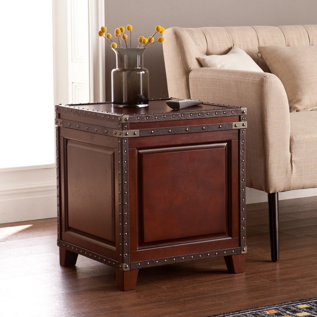Brown Wood And Solid Wood Square End Table 24"