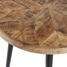 Brown Solid Wood and Black Round End Table 24