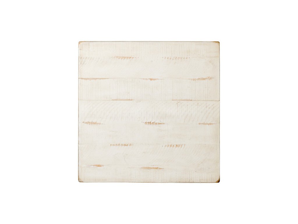 24" Rustic White Solid Wood Square End Table With Shelf