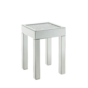 24" Silver And Clear Glass Square Mirrored End Table