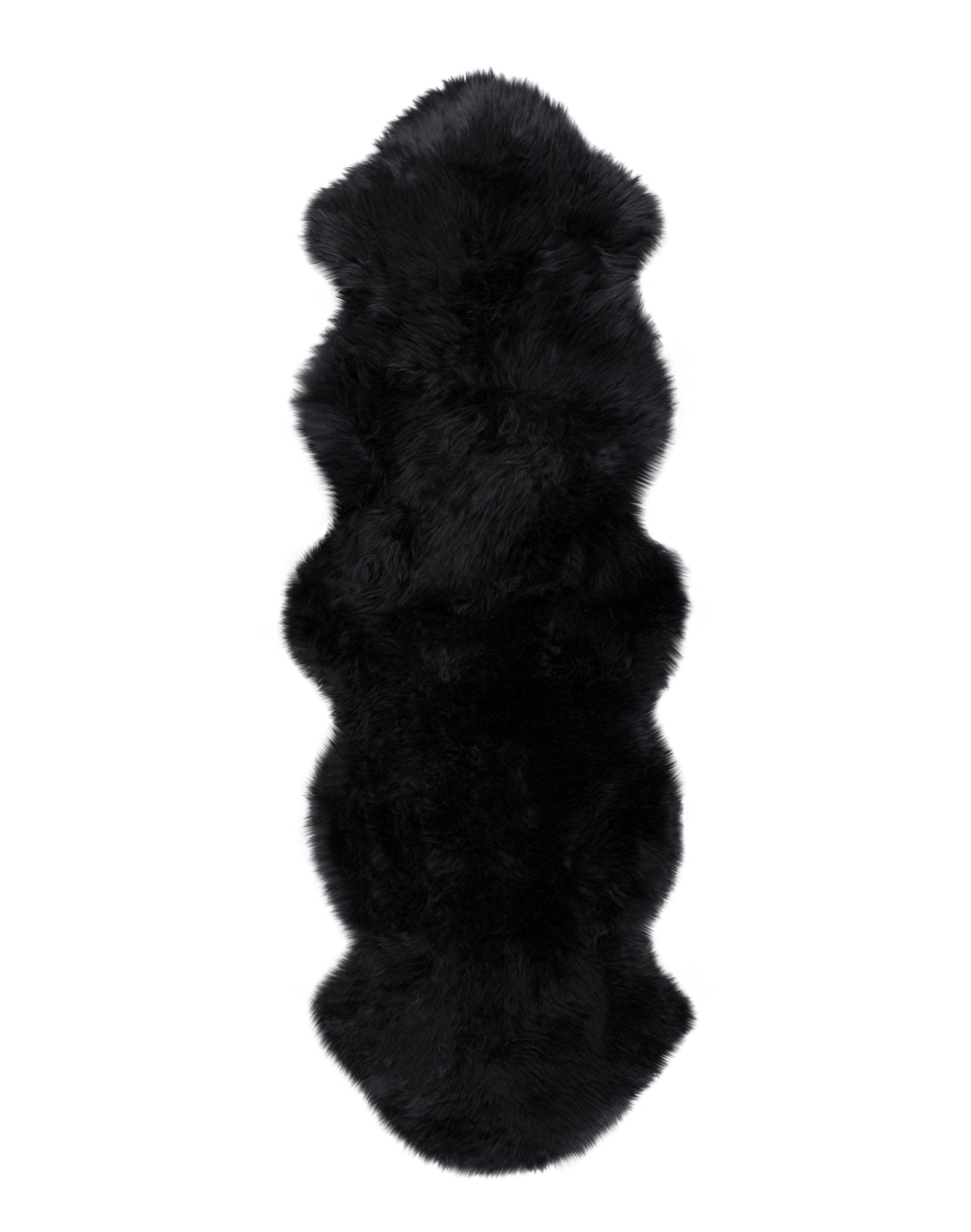 Black Double Sheepskin Area Rug - 24" x 72" x 2"